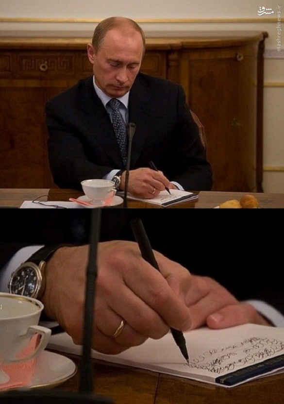 عکس: خط خطی های پوتین در یک نشست رسمی
