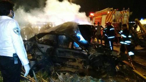 آتش گرفتن زانتیا در اثر سرعت زیاد / 2 پسر عمو در آتش سوختند (عکس)