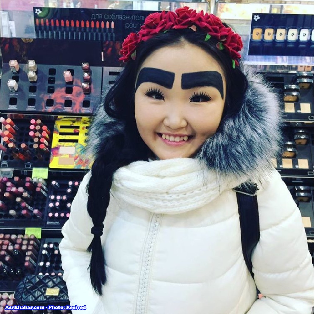 مشهور شدن دختر قرقيزي به خاطر ابروي پهنش (+عكس)