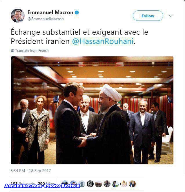 اولین اظهار نظر رئیس جمهور فرانسه پس از دیدار با روحانی (+عکس)