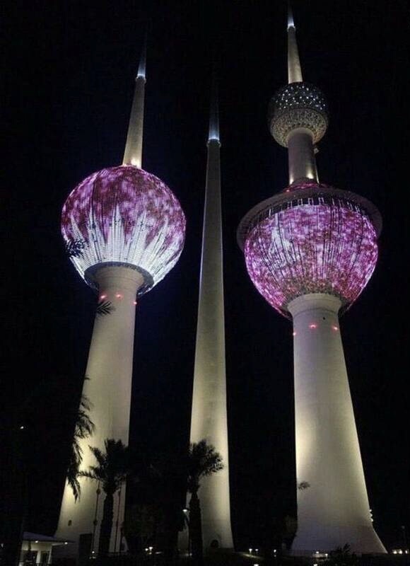 برج‌های کویت به رنگ پرچم قطر درآمد (+عکس)