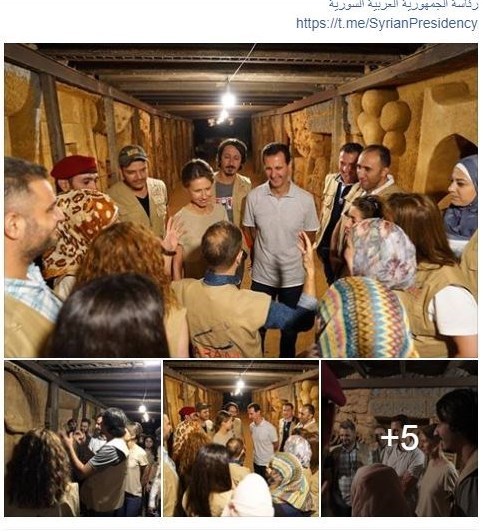 حضور بشار اسد و همسرش در یکی از تونل‌های مرگ «جوبر» (عكس)