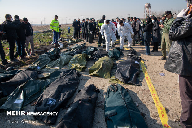 شناسایی 50 پیکر از جان‌باختگان حادثه سقوط هواپیمای اوکراینی