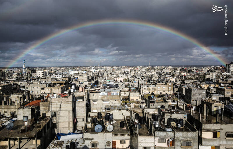 رنگین کمان زیبا در نوار غزه