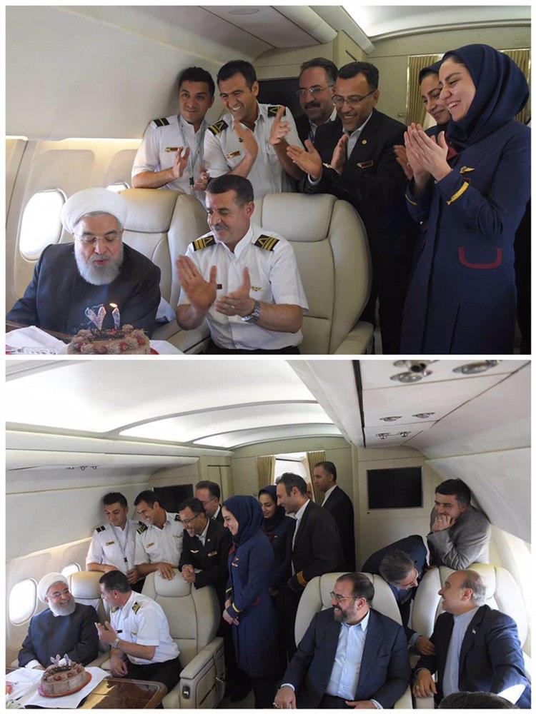 روحانی روز تولدش در هواپیما سورپرایز شد (+عکس)