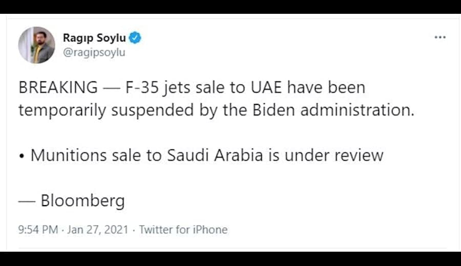 بایدن فروش جنگنده‌های اف35 را به امارات متوقف کرد