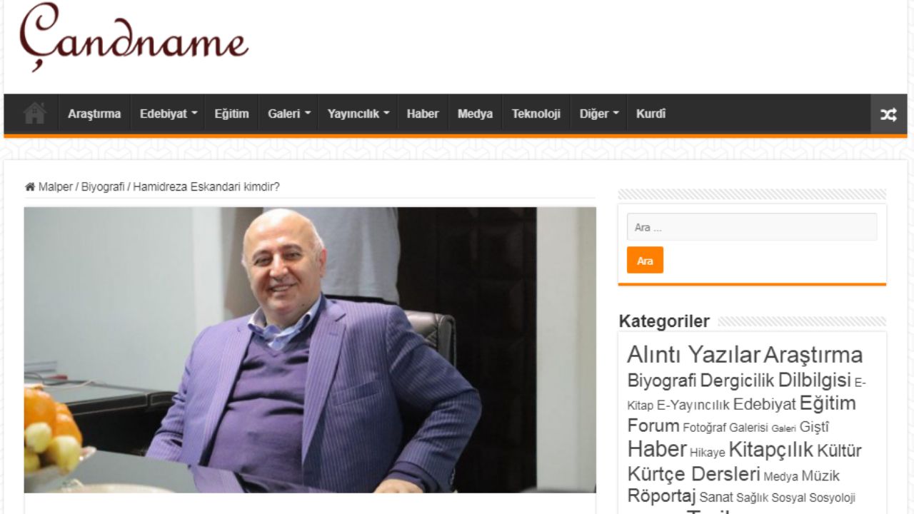 بازتاب فعالیت های حمیدرضا اسکندری، مالک هلدینگ پارسینه در یک سایت خبری ترکیه