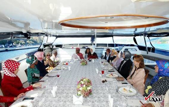 همسر دکتر جهانگیری و دیگر مقامات اجلاس دی-۸ در ضیافت ناهار همسر اردوغان (+عکس)