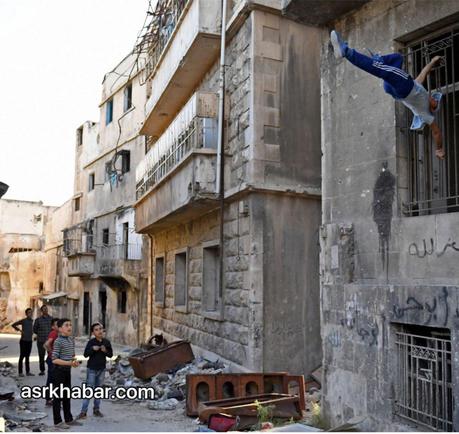 تصاویر پارکور در ویرانه های حلب سوریه