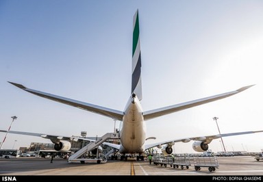 بزرگترین هواپیمای مسافری دنیا در فرودگاه امام (عکس)