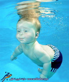 تصاویر بامزه از شنای کودکان در استخر